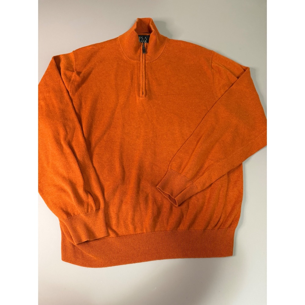Jos. A. Bank Signature Collection Orange 100% Pima Cotton Quarter Zip Sweater M